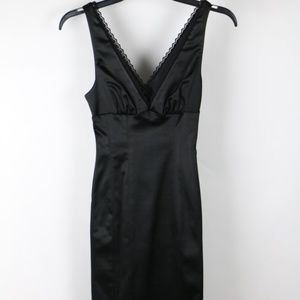Bebe Black Satin Midi Dress